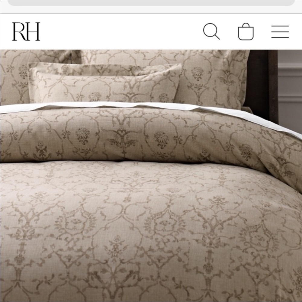 Restoration Hardware queen Italian vintage trellis duvet cover